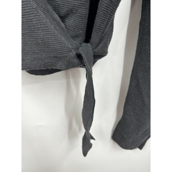 Eileen Fisher Organic Linen Knit Graphite Hooded Wrap Cardigan XXS NWT - Picture 4 of 10